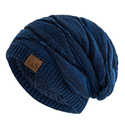 Hats Warm Fleece Lined Beanie Cap Men Women Casual Label Decor Winter Mixed Color Knitted Hats,Unisex Slouchy Winter | TINMICO - TINMICO