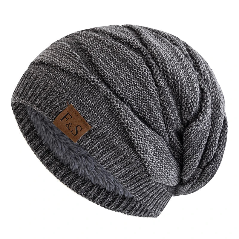 Hats Warm Fleece Lined Beanie Cap Men Women Casual Label Decor Winter Mixed Color Knitted Hats,Unisex Slouchy Winter | TINMICO - TINMICO