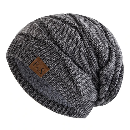 Hats Warm Fleece Lined Beanie Cap Men Women Casual Label Decor Winter Mixed Color Knitted Hats,Unisex Slouchy Winter | TINMICO - TINMICO