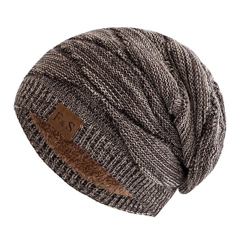 Hats Warm Fleece Lined Beanie Cap Men Women Casual Label Decor Winter Mixed Color Knitted Hats,Unisex Slouchy Winter | TINMICO - TINMICO