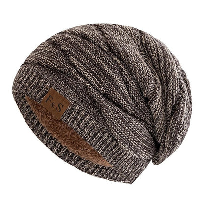 Hats Warm Fleece Lined Beanie Cap Men Women Casual Label Decor Winter Mixed Color Knitted Hats,Unisex Slouchy Winter | TINMICO - TINMICO