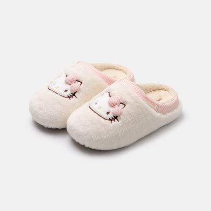 Hello Kitty Slippers For Women Plush Kawaii Cute Sanrio Home Warm Cotton Slippers Cartoon Home Indoor Shoes Gifts TINMICO Autumn Winter - TINMICO