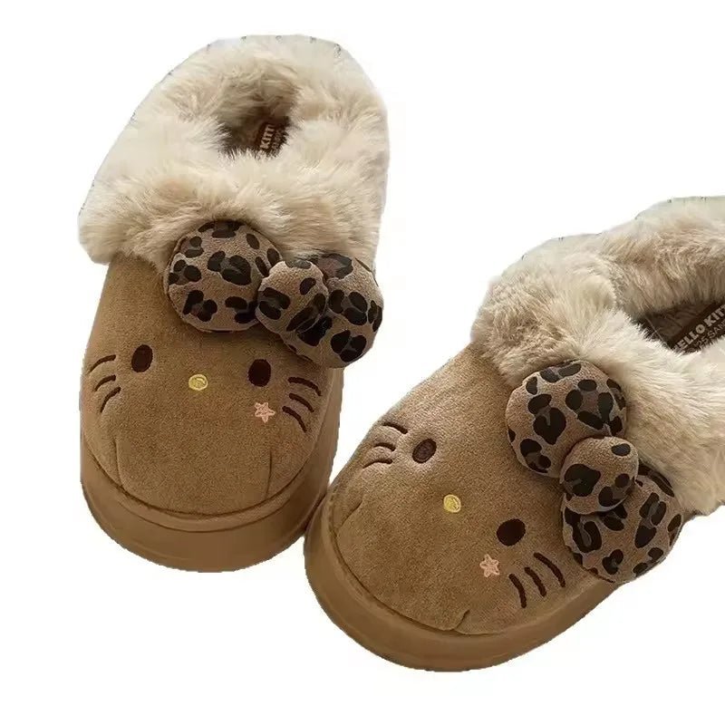 Hello Kitty Slippers For Women Plush Kawaii Cute Sanrio Home Warm Cotton Slippers Cartoon Home Indoor Shoes Gifts TINMICO Autumn Winter - TINMICO
