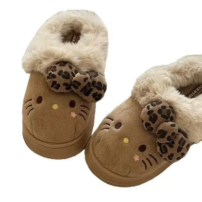Hello Kitty Slippers For Women Plush Kawaii Cute Sanrio Home Warm Cotton Slippers Cartoon Home Indoor Shoes Gifts TINMICO Autumn Winter - TINMICO