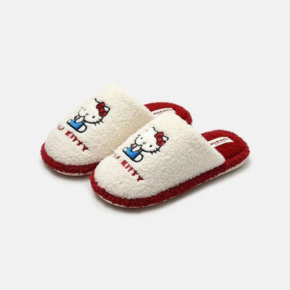 Hello Kitty Slippers For Women Plush Kawaii Cute Sanrio Home Warm Cotton Slippers Cartoon Home Indoor Shoes Gifts TINMICO Autumn Winter - TINMICO