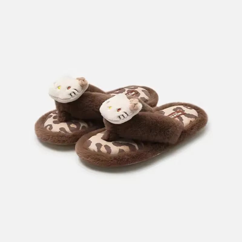 Hello Kitty Slippers For Women Plush Kawaii Cute Sanrio Home Warm Cotton Slippers Cartoon Home Indoor Shoes Gifts TINMICO Autumn Winter - TINMICO