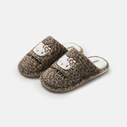 Hello Kitty Slippers For Women Plush Kawaii Cute Sanrio Home Warm Cotton Slippers Cartoon Home Indoor Shoes Gifts TINMICO Autumn Winter - TINMICO
