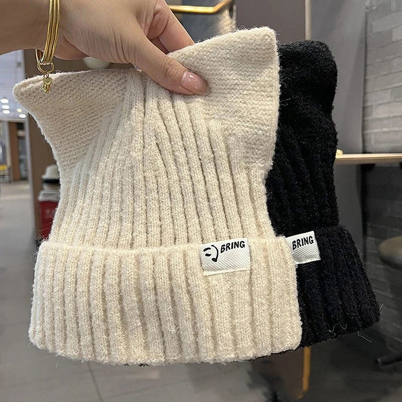 Knitted Hats Cute Cat Ears Beanies For Women Autumn Winter Warm Ear Protection Sweet Versatile Pullover | TINMICO - TINMICO