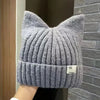 Knitted Hats Cute Cat Ears Beanies For Women Autumn Winter Warm Ear Protection Sweet Versatile Pullover | TINMICO - TINMICO