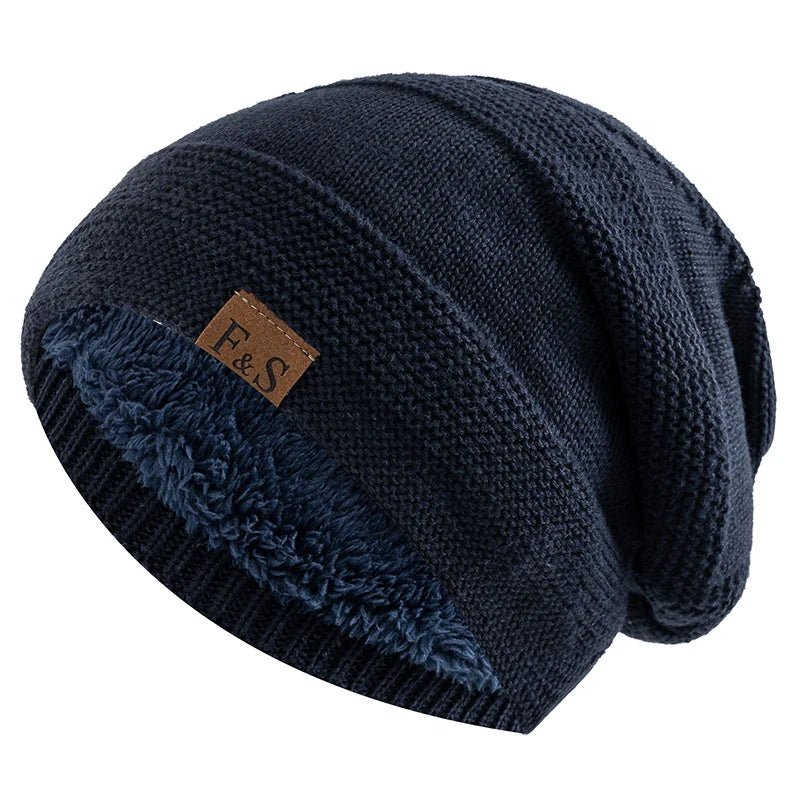 Knitted Hats Unisex Winter Hats Add Fur Lined Men And Women Warm Beanie Cap TINMICO - TINMICO