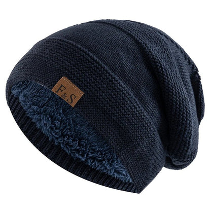 Knitted Hats Unisex Winter Hats Add Fur Lined Men And Women Warm Beanie Cap TINMICO - TINMICO