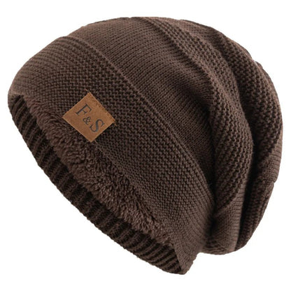 Knitted Hats Unisex Winter Hats Add Fur Lined Men And Women Warm Beanie Cap TINMICO - TINMICO