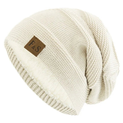 Knitted Hats Unisex Winter Hats Add Fur Lined Men And Women Warm Beanie Cap TINMICO - TINMICO