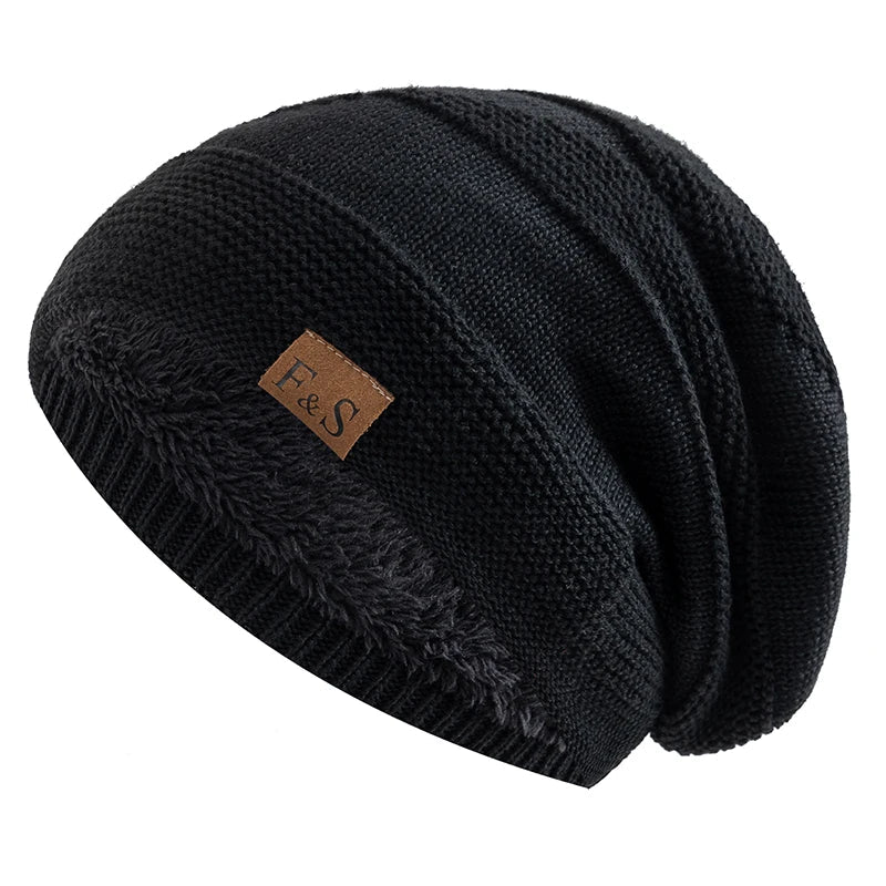 Knitted Hats Unisex Winter Hats Add Fur Lined Men And Women Warm Beanie Cap TINMICO - TINMICO