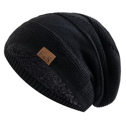Knitted Hats Unisex Winter Hats Add Fur Lined Men And Women Warm Beanie Cap TINMICO - TINMICO