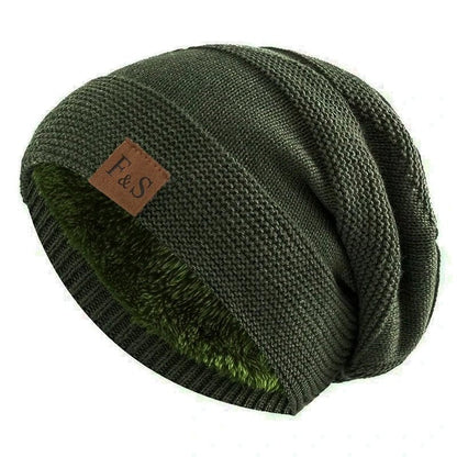 Knitted Hats Unisex Winter Hats Add Fur Lined Men And Women Warm Beanie Cap TINMICO - TINMICO