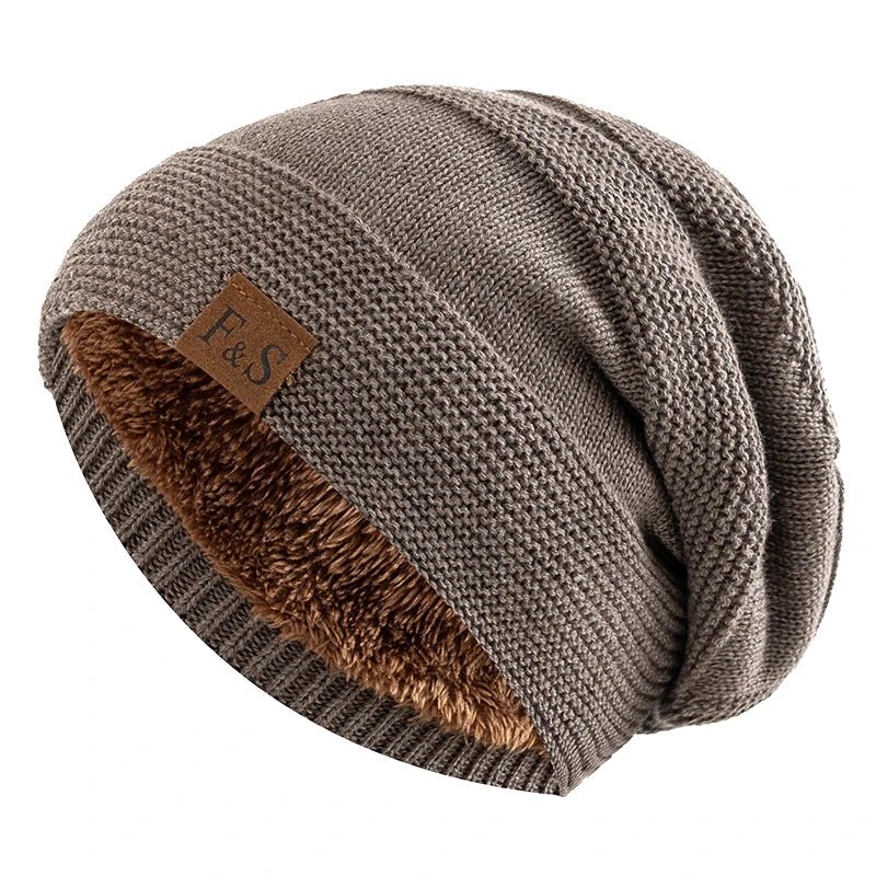 Knitted Hats Unisex Winter Hats Add Fur Lined Men And Women Warm Beanie Cap TINMICO - TINMICO