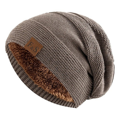 Knitted Hats Unisex Winter Hats Add Fur Lined Men And Women Warm Beanie Cap TINMICO - TINMICO