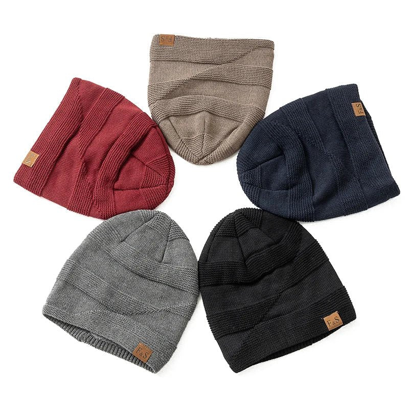 Knitted Hats Unisex Winter Hats Add Fur Lined Men And Women Warm Beanie Cap TINMICO - TINMICO