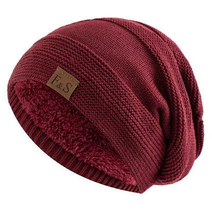 Knitted Hats Unisex Winter Hats Add Fur Lined Men And Women Warm Beanie Cap TINMICO - TINMICO