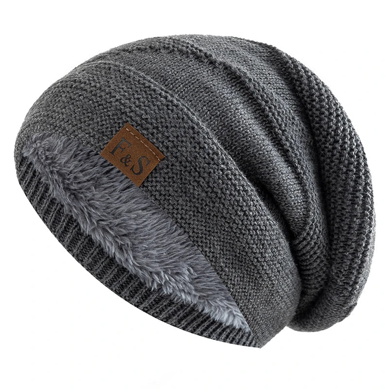Knitted Hats Unisex Winter Hats Add Fur Lined Men And Women Warm Beanie Cap TINMICO - TINMICO