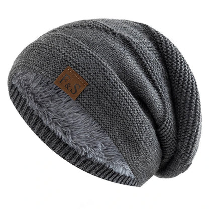 Knitted Hats Unisex Winter Hats Add Fur Lined Men And Women Warm Beanie Cap TINMICO - TINMICO