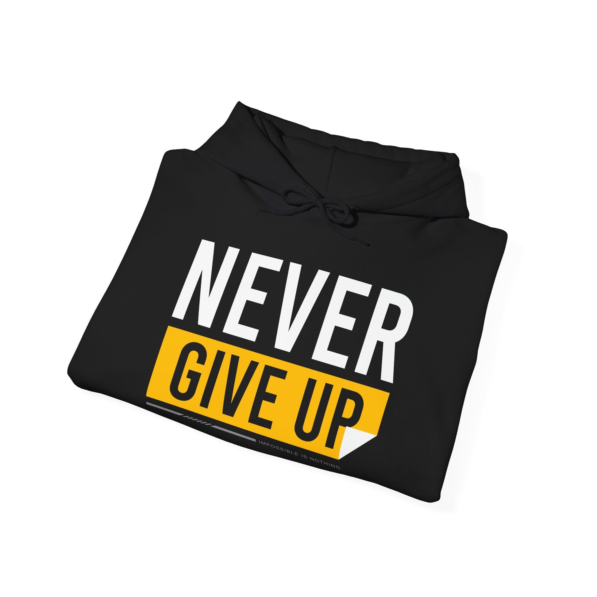 Motivational Hoodie - Never Give Up Unisex Sweatshirt, Cozy Gift, Inspirational Apparel, Everyday Wear, Fitness Motivation - TINMICO