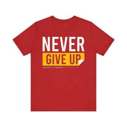 Motivational Unisex Tee - 'Never Give Up' Black Shirt, Inspirational Gift, Workout Top, Daily Wear, Encouragement Apparel - TINMICO