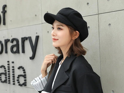 New Autumn Winter Hats for Women Solid Plain Octagonal Hat Winter Beret Women Painter Caps | TINMICO - TINMICO