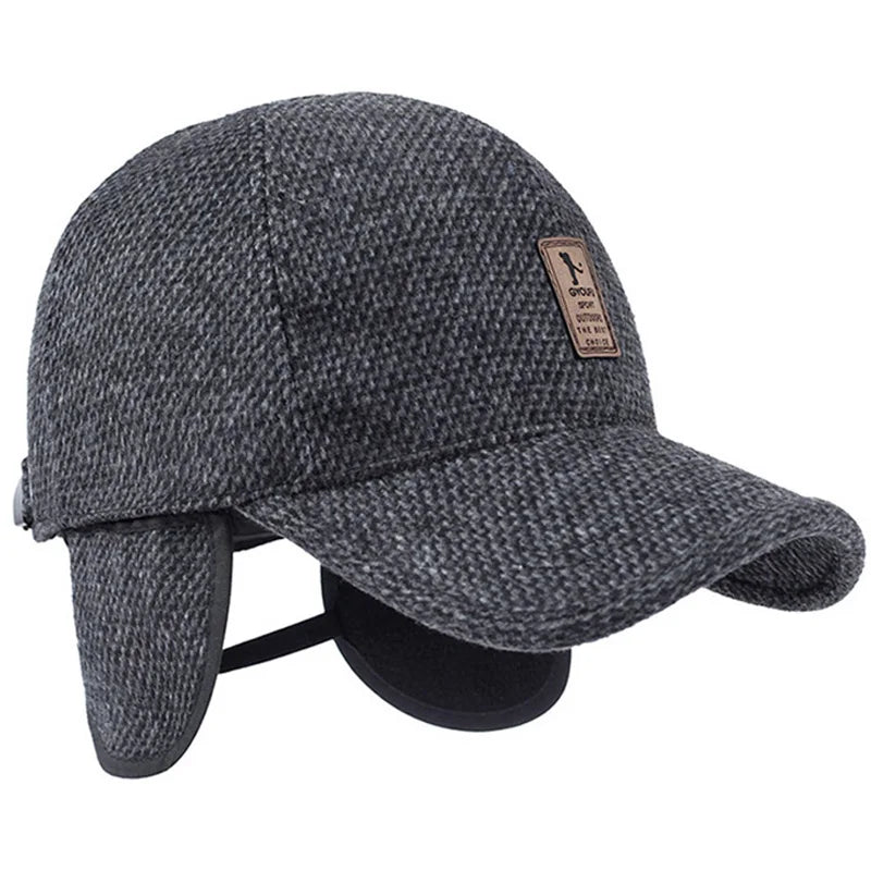 New Autumn winter Men baseball Cap winter warm hat with ear thick winter Thicken TINMICO - TINMICO