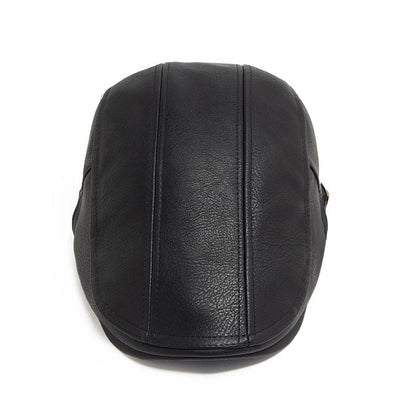 New Fashion Men PU Leather Beret Autumn Winter Visor Flat Cap Thicken Warm Hat Berets Vintage England Newsboy Caps | TINMICO - TINMICO