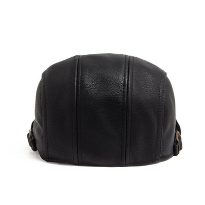 New Fashion Men PU Leather Beret Autumn Winter Visor Flat Cap Thicken Warm Hat Berets Vintage England Newsboy Caps | TINMICO - TINMICO