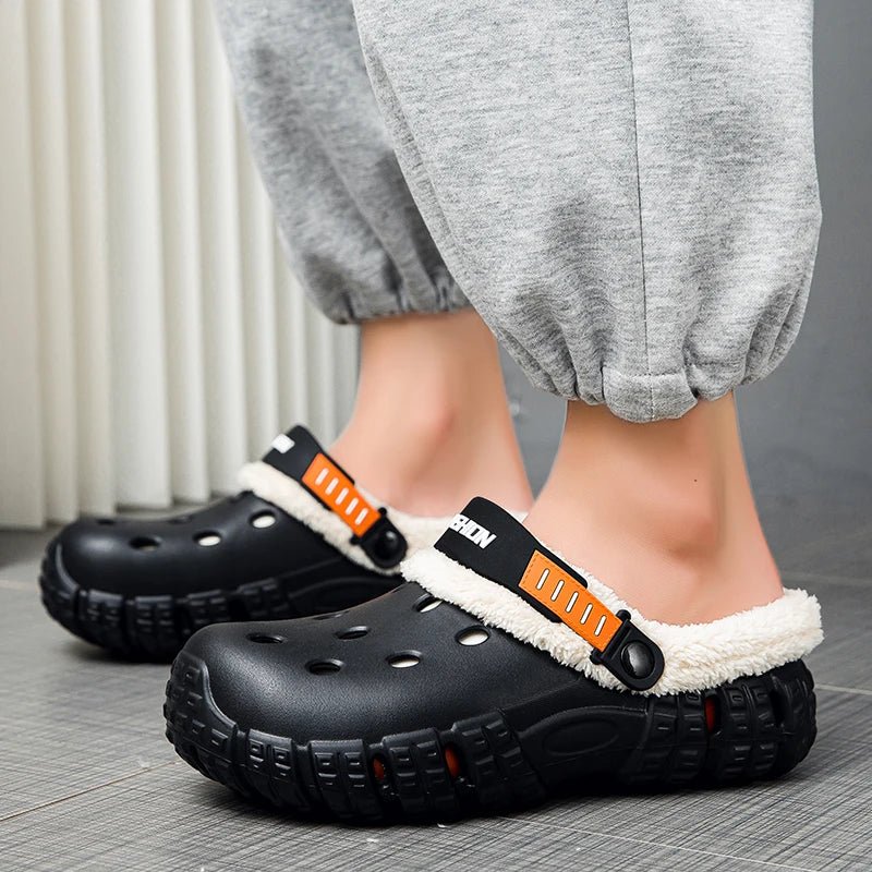 New Fashion Men Winter Slippers Warm Fur Garden Shoes couples Winter Warm House Slippers Indoor Outdoor Mules | TINMICO - TINMICO