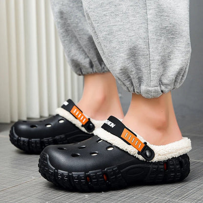 New Fashion Men Winter Slippers Warm Fur Garden Shoes couples Winter Warm House Slippers Indoor Outdoor Mules | TINMICO - TINMICO