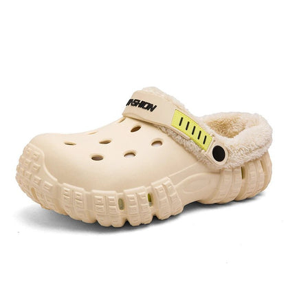 New Fashion Men Winter Slippers Warm Fur Garden Shoes couples Winter Warm House Slippers Indoor Outdoor Mules | TINMICO - TINMICO