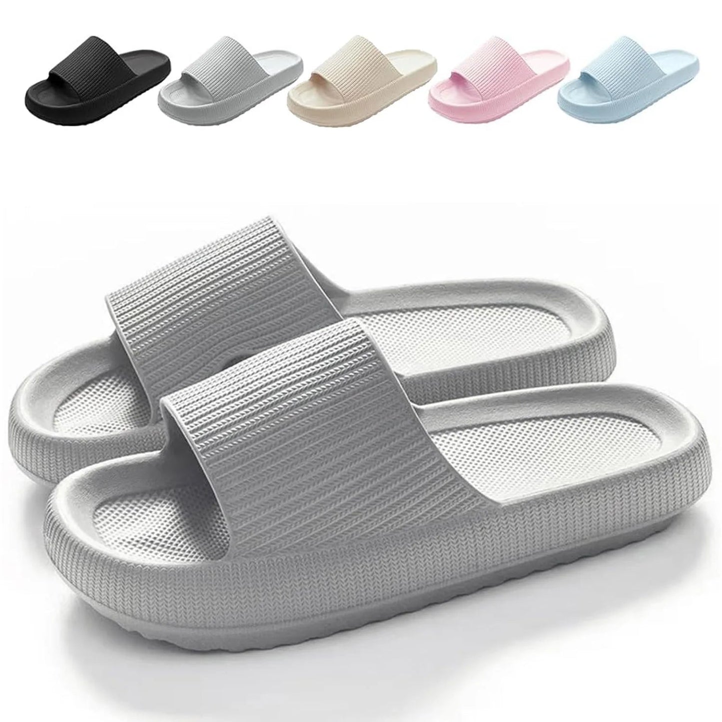 New Flip Flops Cloud Slippers Non - Slip Mens Womens Slippers Cloud Sliders Soft Flip Flops with Thick Sole for Shower Bathroom - TINMICO