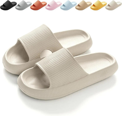 New Flip Flops Cloud Slippers Non - Slip Mens Womens Slippers Cloud Sliders Soft Flip Flops with Thick Sole for Shower Bathroom - TINMICO