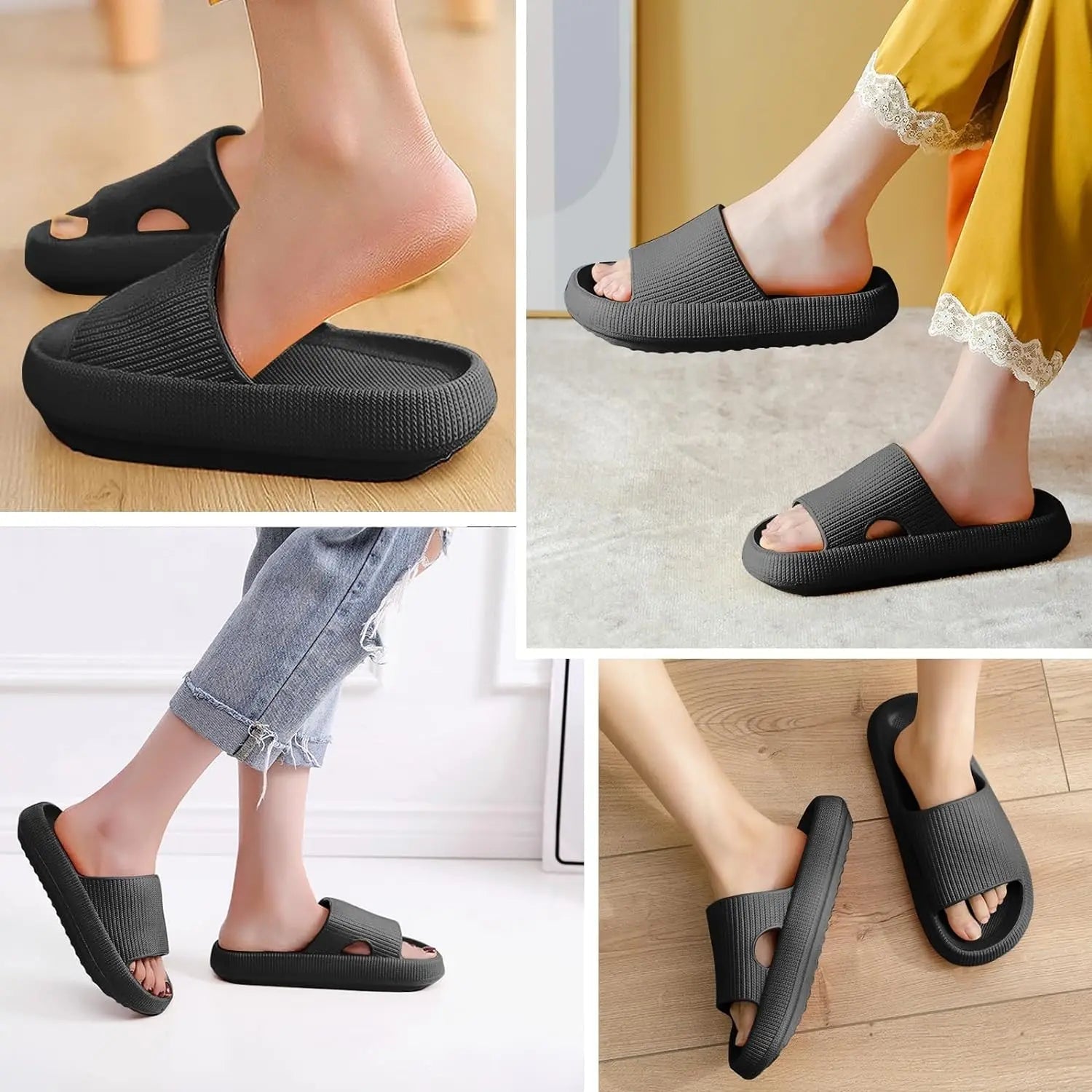 New Flip Flops Cloud Slippers Non - Slip Mens Womens Slippers Cloud Sliders Soft Flip Flops with Thick Sole for Shower Bathroom - TINMICO