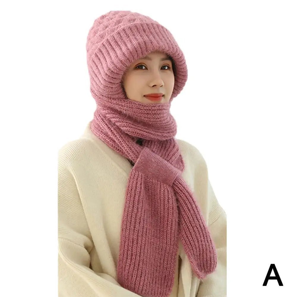 New Hat Scarf Set Cold Proof Ear Protection Scarf Warm Beanies Cycling Windproof Ladies Outdoor Caps,Winter Knitted Integrated TINMICO - TINMICO