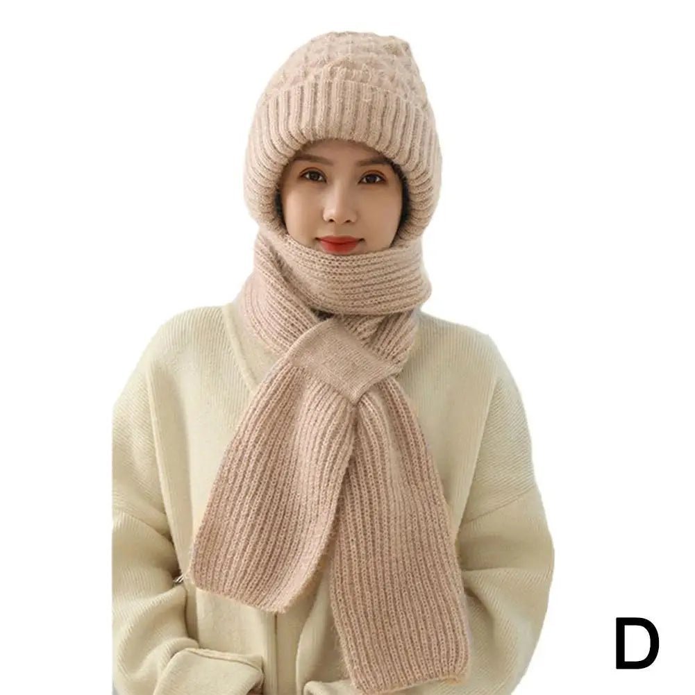 New Hat Scarf Set Cold Proof Ear Protection Scarf Warm Beanies Cycling Windproof Ladies Outdoor Caps,Winter Knitted Integrated TINMICO - TINMICO