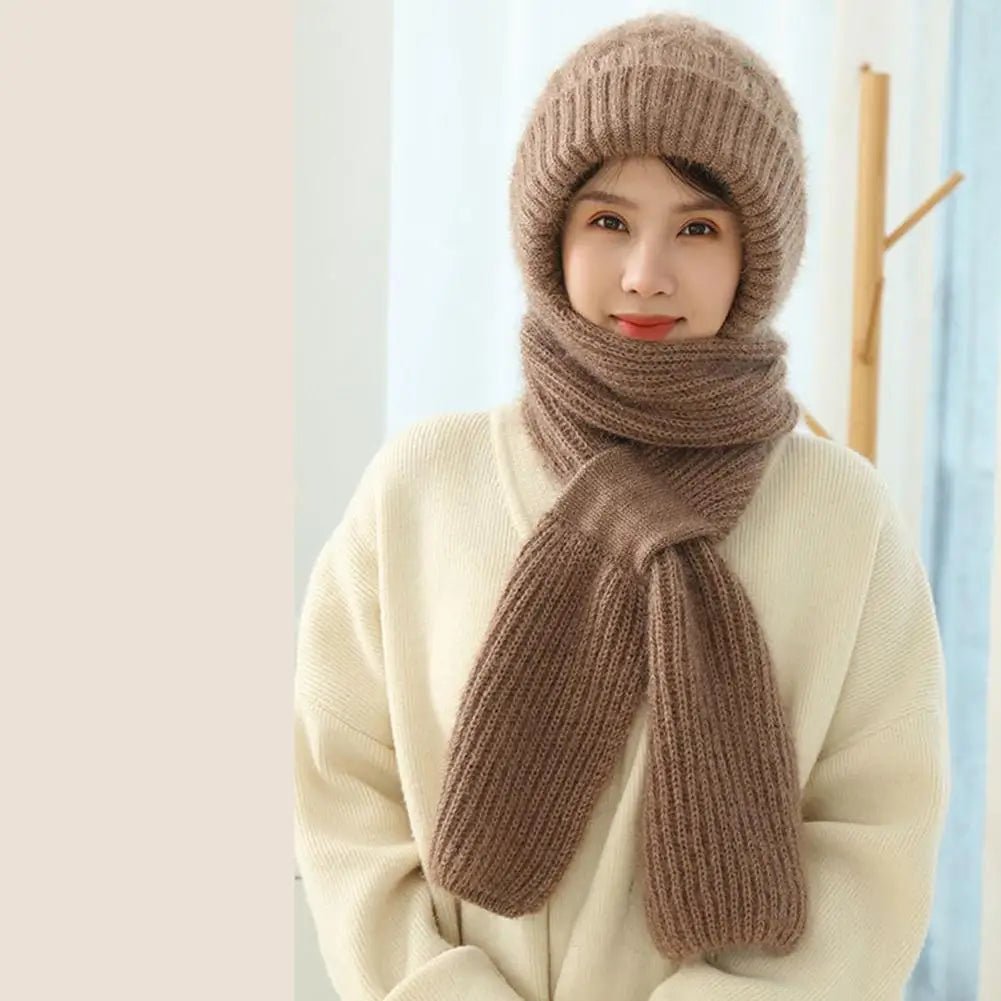 New Hat Scarf Set Cold Proof Ear Protection Scarf Warm Beanies Cycling Windproof Ladies Outdoor Caps,Winter Knitted Integrated TINMICO - TINMICO