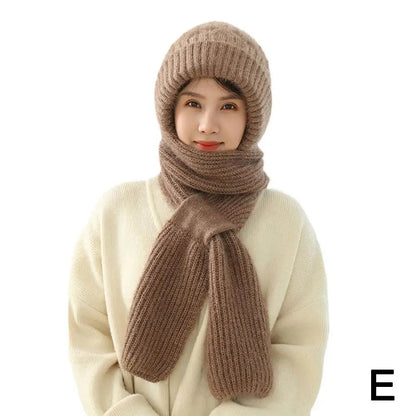New Hat Scarf Set Cold Proof Ear Protection Scarf Warm Beanies Cycling Windproof Ladies Outdoor Caps,Winter Knitted Integrated TINMICO - TINMICO