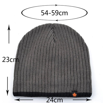 New Hats Men Winter Knitting Thick Beanie Hat Double Layer Solid Color Velvet Warm Bonnet Cap, Men's Skullies Beanies Knitted Wool | TINMICO - TINMICO