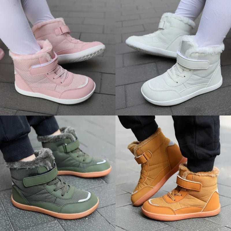 New Kids Wide Toe Barefoot Snow Boots | Boys/Girls Winter Minimalist Sneakers | Girls Boys Warm Boot Toddler Little Big Kids TINMICO - TINMICO