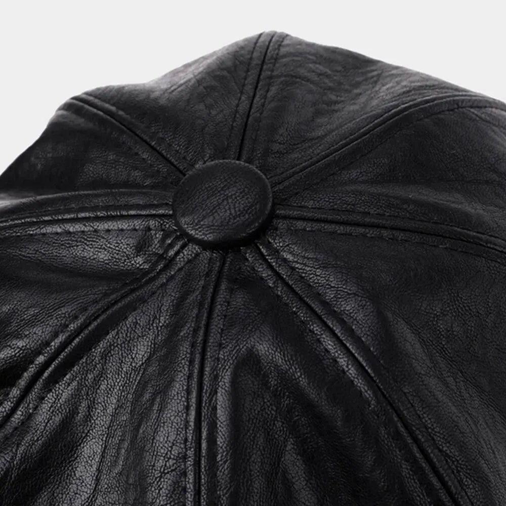 New Retro Fashion Women's Pu Leather Octagonal Hat Versatile Autumn And Winter Temperament Big Head Circumference Beret | TINMICO - TINMICO