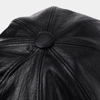 New Retro Fashion Women's Pu Leather Octagonal Hat Versatile Autumn And Winter Temperament Big Head Circumference Beret | TINMICO - TINMICO