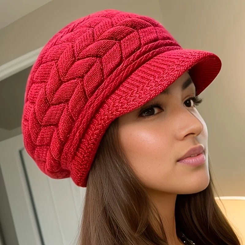 New Retro women's winter warm knitted cap, cold weather running, camping, walking fashionable skiing cap with sun hat | TINMICO - TINMICO