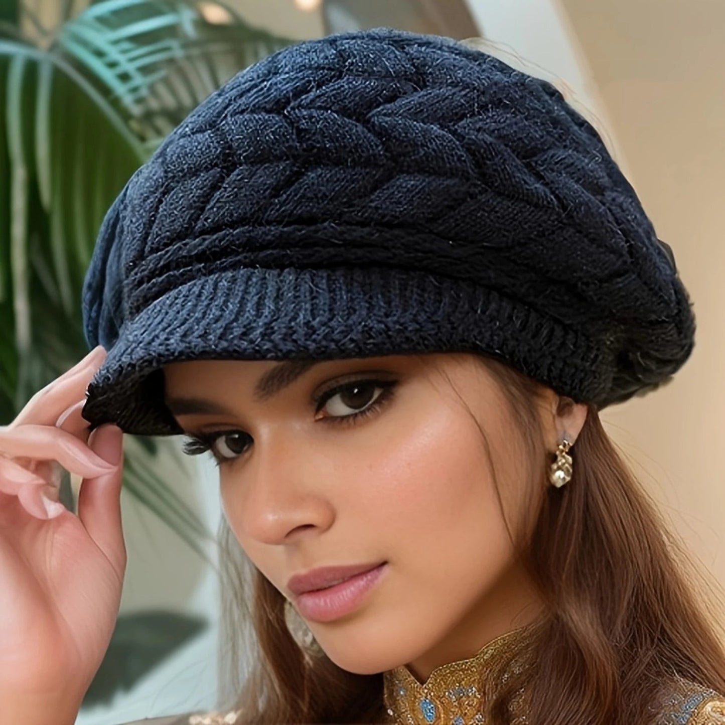 New Retro women's winter warm knitted cap, cold weather running, camping, walking fashionable skiing cap with sun hat | TINMICO - TINMICO
