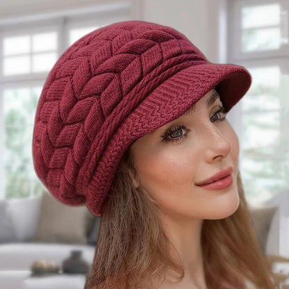 New Retro women's winter warm knitted cap, cold weather running, camping, walking fashionable skiing cap with sun hat | TINMICO - TINMICO