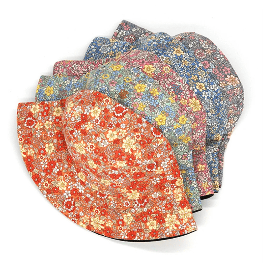 NEW Spring and Summer Small Floral Print Bucket Hat Trend Flower Double-Sided Male Wild Basin Sun Woman Cap | TINMICO - TINMICO